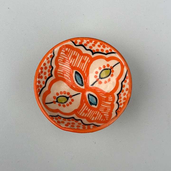 Priser på Marokkansk keramik skål - 7,5 cm. Orange