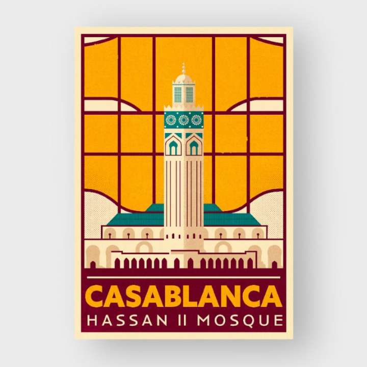 Priser på Marokkansk plakat HASSAN II MOSQUE 30x40