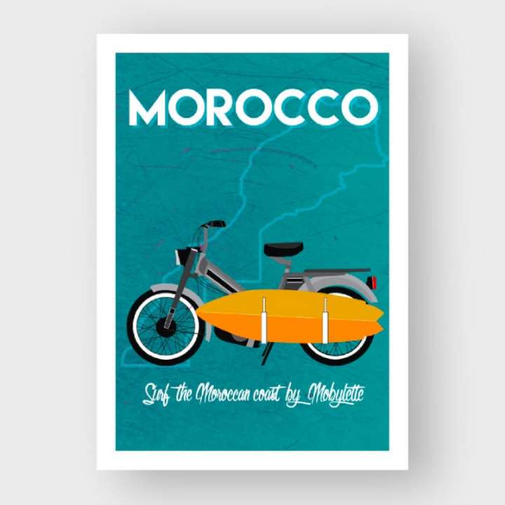 Priser på Marokkansk plakat MOBYLETTE 30x40
