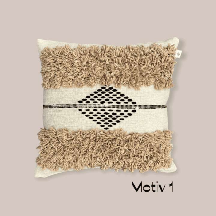 Priser på Pude SABLE beige/hvid Motiv 1