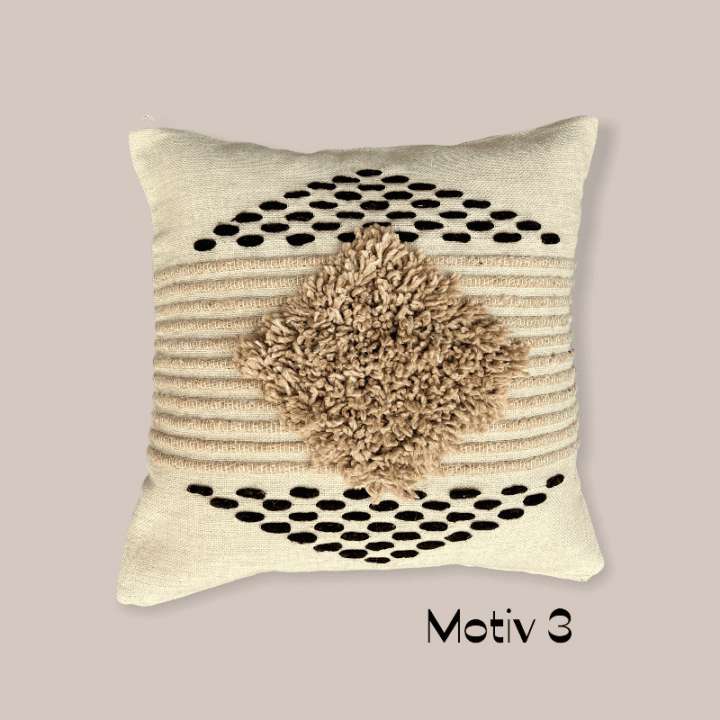 Priser på Pude SABLE beige/hvid Motiv 3