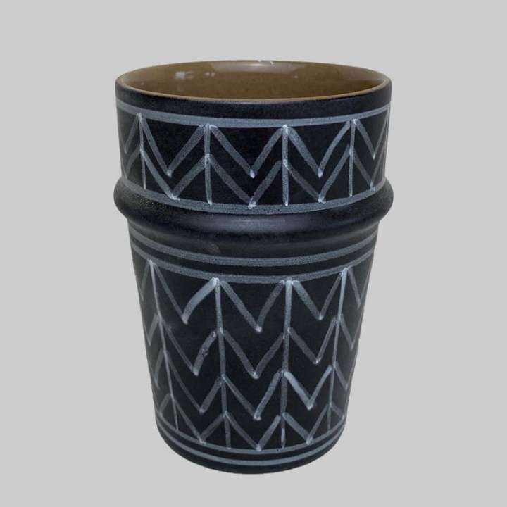 Priser på Beldi krus sort- Motiv ZigZag 120 ml