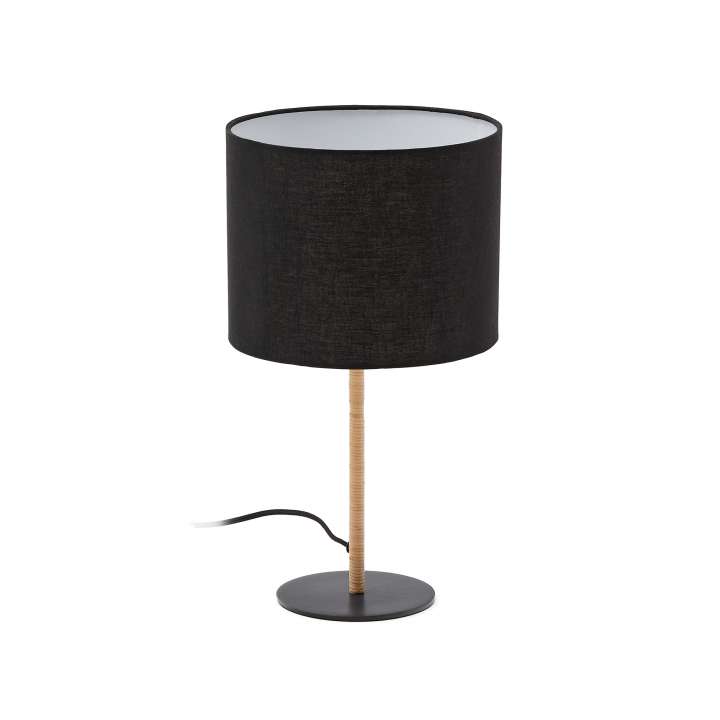 Priser på KAVE HOME Pina bordlampe, m. sort bomuldslampeskærm - rattan og metal