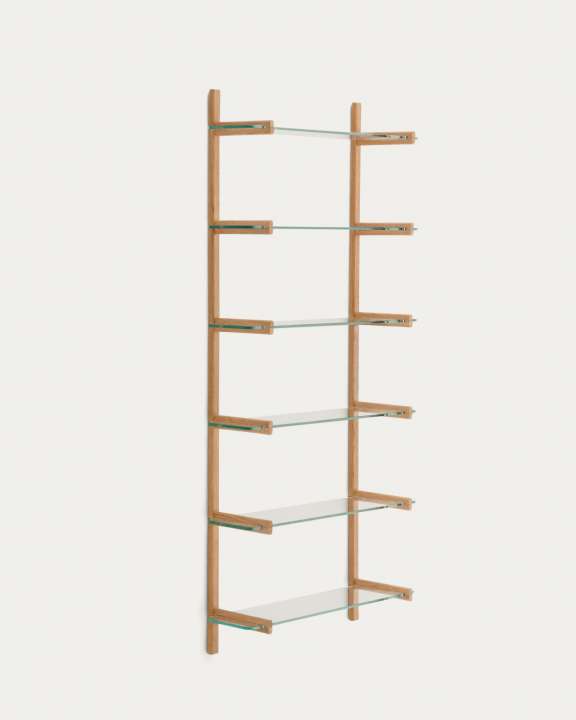 Priser på KAVE HOME Sitra modul reol, m. 6 glashylder - natur egetræ (90cm)