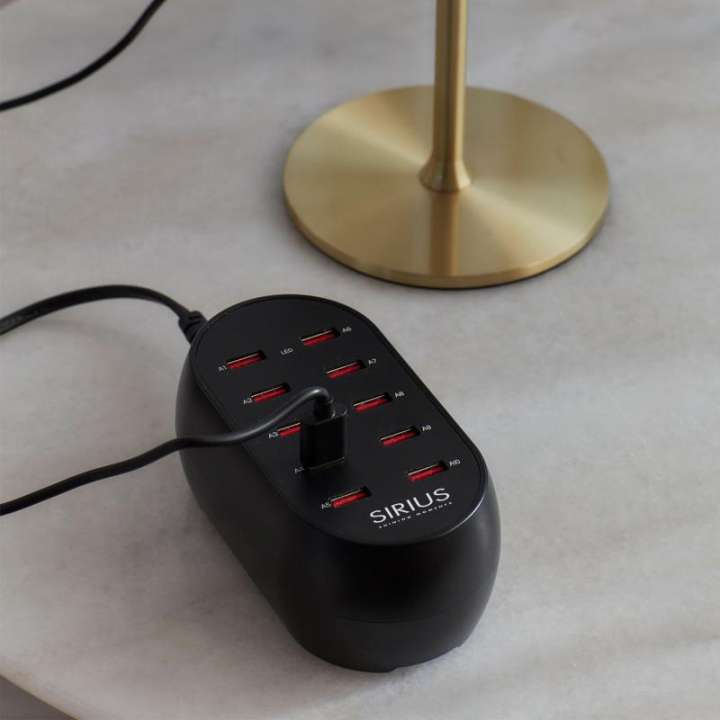 Priser på Sirius - Decopower USB Oplader m/10 porte, 12x6.5x5cm