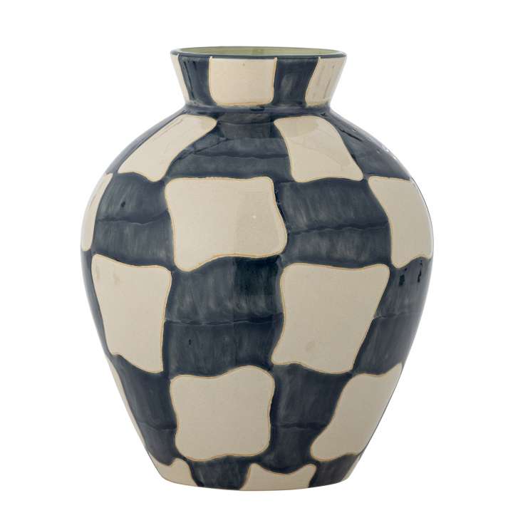 Priser på BLOOMINGVILLE Check Vase, Blå, Stentøj