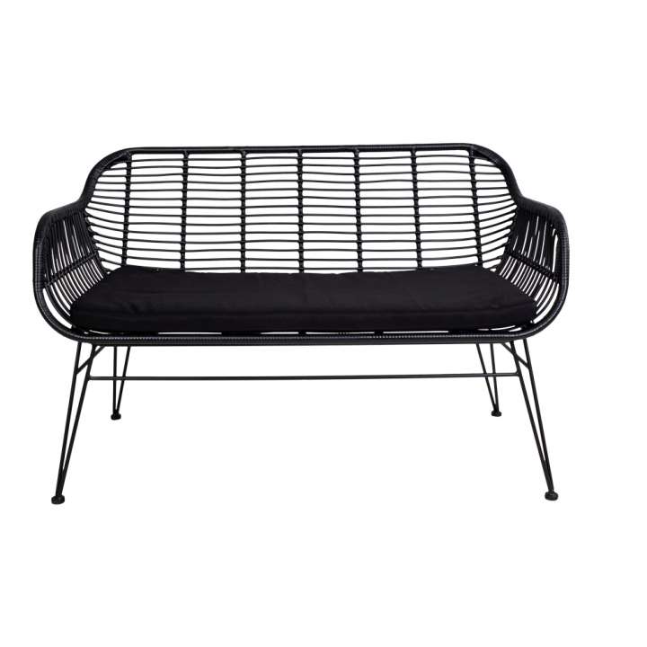 Priser på HOUSE NORDIC Trieste havesofa, m. hynde - sort polyrattan og metal